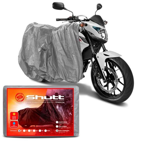 Imagem de Capa Protetora Cobrir Moto 100% Impermeável Tamanho P M G GG XG EXG Elástica Forrada Gofrada Prata