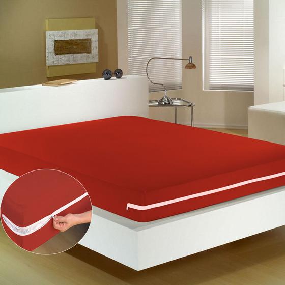 Imagem de Capa protetora colchão casal queen size com zíper varias cores  fazenda casa quarto 1,60x2,00x 0,30
