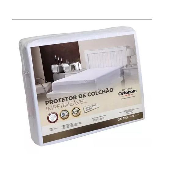 Imagem de Capa Protetora Colchão Impermeável Queen Ortobom 2,00m X 1,60m Branco Capa de Colchão Respirável Ajustável Lavável Macio Durável Confortável