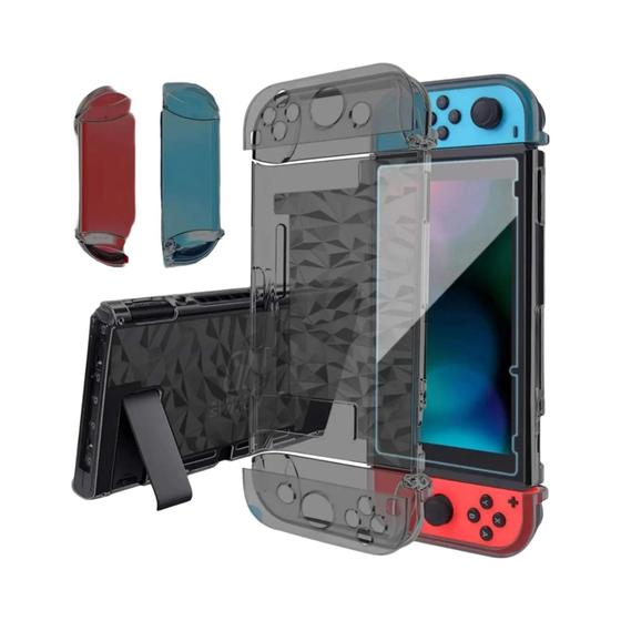 Imagem de Capa Protetora com Padrão de Diamante para Nintendo Switch - com Protetores de Tela e Teclas