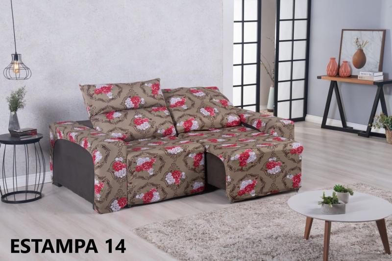 Imagem de Capa protetora de sofá retrátil estampado reclinável 02 lugares veste fácil
