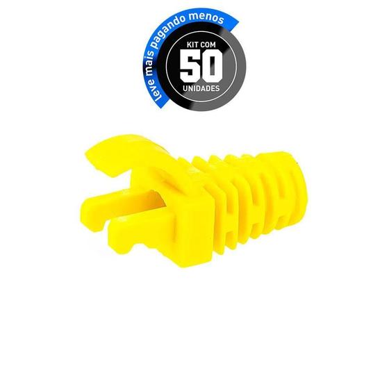 Imagem de Capa Protetora Para Cabo De Rede Rj45 - Amarelo - Kit Com 50