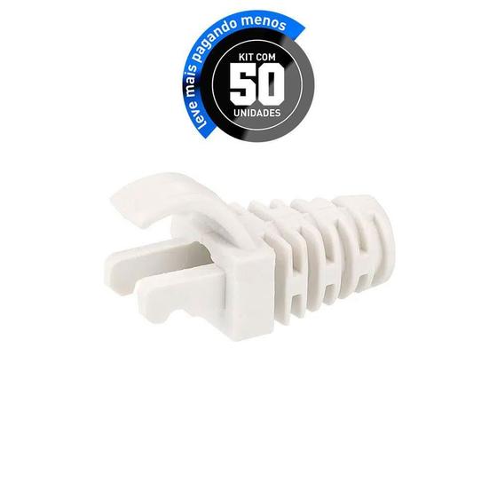 Imagem de Capa Protetora Para Cabo De Rede Rj45 - Branco - Kit Com 50