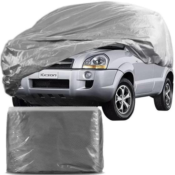 Imagem de Capa Protetora para Cobrir Carro 100% Impermeável com Forro Central e Elástico Tamanho GG Cinza Hyundai Tucson