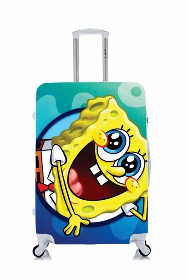 Imagem de Capa Protetora Para Mala Viagem Personalizada Pequena Bob Esponja Happy