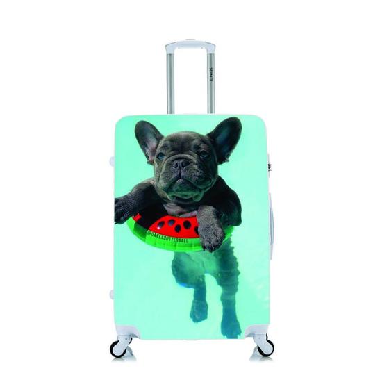 Imagem de Capa Protetora Para Mala Viagem Personalizada Pequena Bulldog Frances Piscina