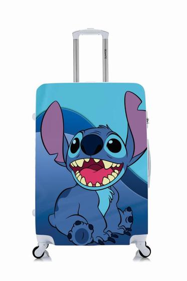 Capa Protetora Para Mala Viagem Personalizada Pequena Stitch Fundo Azul Menor preço em Capa Protetora Para Mala Viagem Personalizada Pequena Stitch Fundo Azul