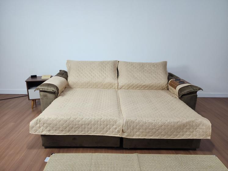 Imagem de Capa Protetora para sofá-cama de 1,80m Com Suporte Para Copos de Braço
