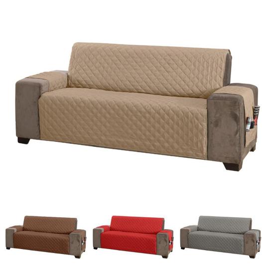 Imagem de Capa protetora para sofá matelado tamanho padrão 3 lugares 1,5 metros cor caqui 