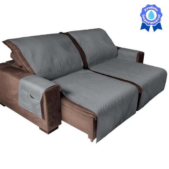 Imagem de Capa Protetora Para Sofa Retratil Impermeável 2,40M Cinza