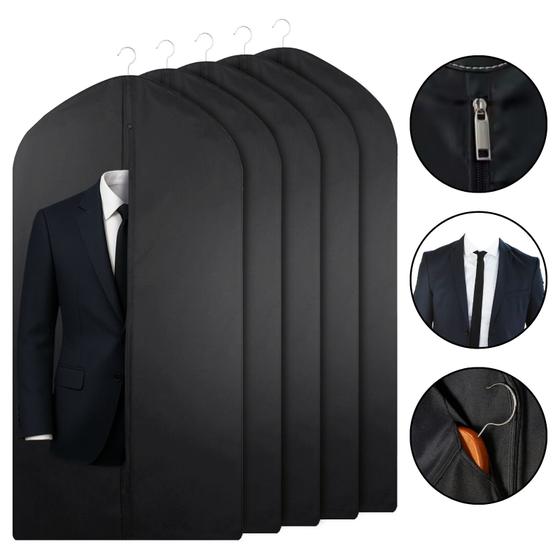 Capa Protetora para Terno Roupas com Zíper em Tnt Kit 5 Antimofo