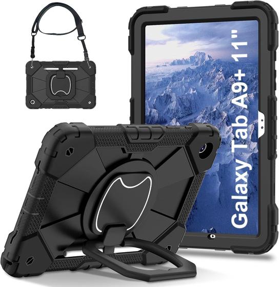 Imagem de Capa Robusta com Alça para Samsung Galaxy Tab A9+ 11'' Anti Impacto Preta
