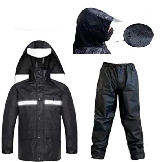 Imagem de Capa Roupa Chuva Conjunto Calça Motoqueiro Reforçada Masculina Moto Pantaneiro Bike Boa Frio Mulher Moderna