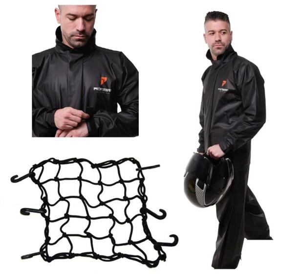 Capa Roupa Chuva + Rede Tela Elástica Banco Bagageiro Vestimenta Vestuário Jaqueta Calça Pioneira Flex Pvc Preta Moto Motoqueiro Menor preço em Capa Roupa Chuva + Rede Tela Elástica Banco Bagageiro Vestimenta Vestuário Jaqueta Calça Pioneira Flex Pvc Preta Moto Motoqueiro