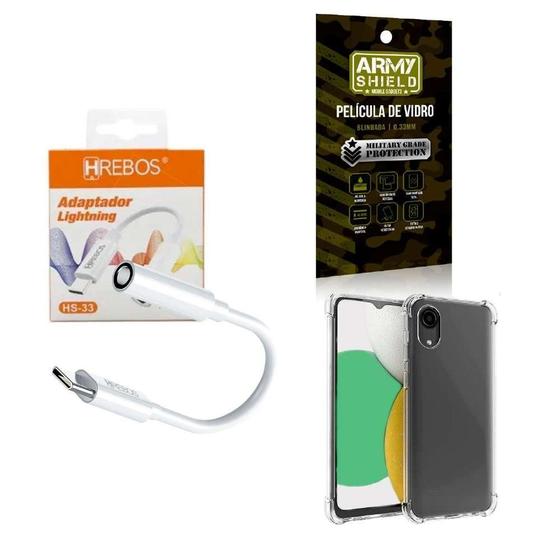 Imagem de Capa Samsung A03 Core + Adaptador P2 P Tipo C + Película 3D