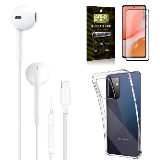 Imagem de Capa Samsung A72 + Fone De Ouvido Tipo C + Película 3D