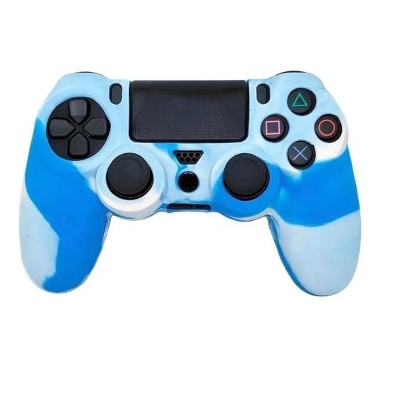 Imagem de Capa Silicone Controle Playstation Ps4 -Azul Branca.