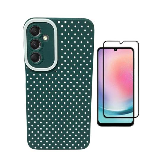 Imagem de Capa Silicone Flexível + Película Frontal Vidro 3D Tela Toda Para Celular Samsung A24