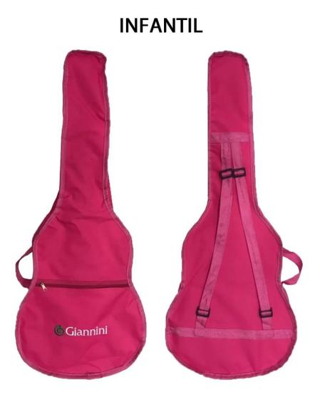 Imagem de Capa simples p/ violão infantil rosa "giannini"  com alças e bolso
