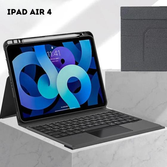 Capa + Teclado Integrado c Touchpad p iPad Air Pro 11 e 10th Menor preço em Capa + Teclado Integrado c Touchpad p iPad Air Pro 11 e 10th