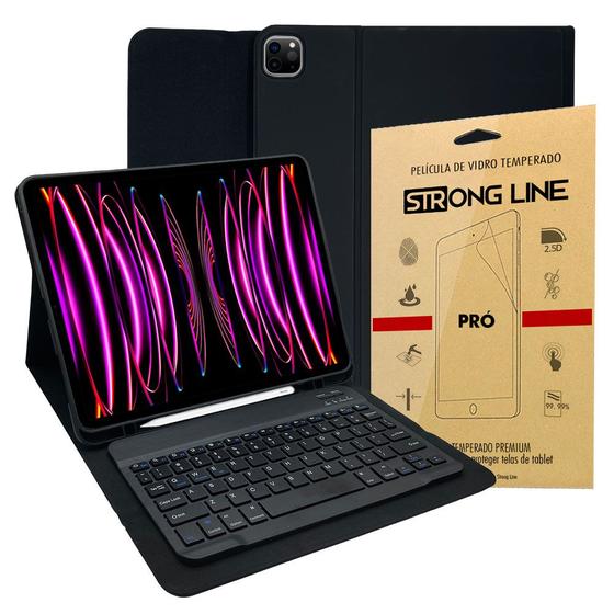 Imagem de Capa Teclado Ipad Pro 12.9 6ª Geração 2022 Case Magnética Slim Sem Fio Premium + Pelicula de Vidro