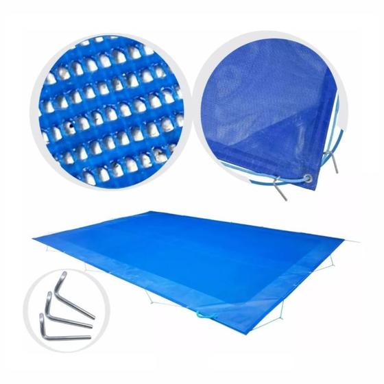 Imagem de Capa Tela Para Piscina 4x8m Proteção Sujeira E Segurança cobertura rede telada elástica