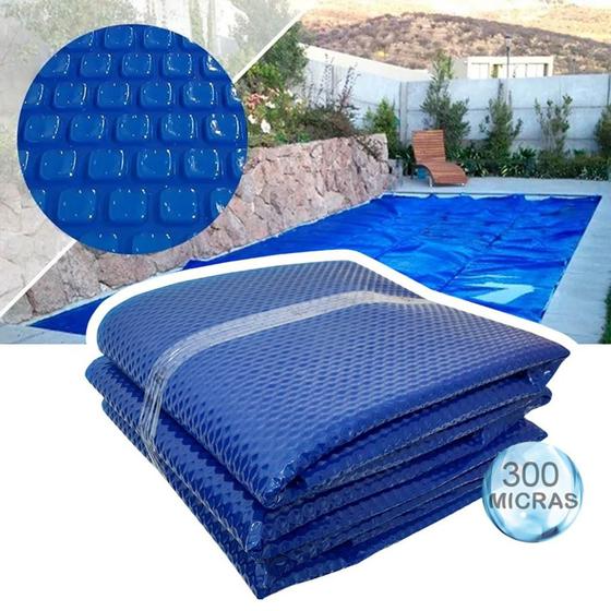 Imagem de Capa Térmica Para Piscina 6,5 X 3,5m Plástico Bolha Azul 300 Micras