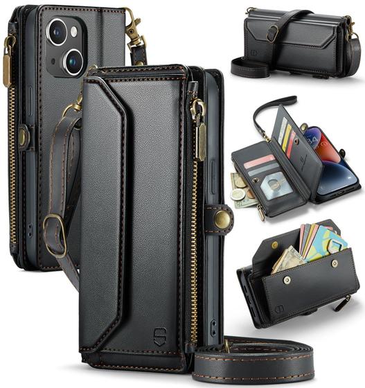 Imagem de Capa tipo carteira crossbody compatível com iPhone 14 6.1"