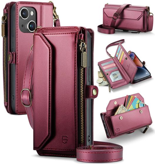 Imagem de Capa tipo Carteira Crossbody para iPhone 14 Plus - Compatível com Strapurs
