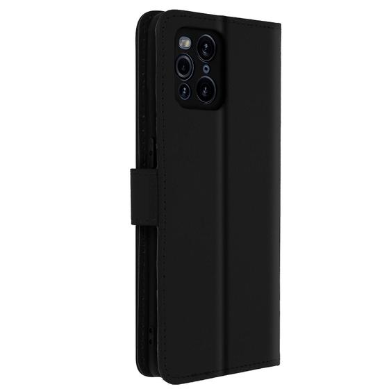 Imagem de Capa tipo carteira flip Wokex para Oppo Find X3 Pro de silicone preta