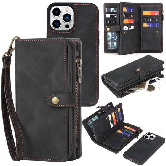 Imagem de Capa tipo Carteira TwoHead para iPhone 15 Pro Max - Preta