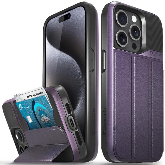 Imagem de Capa tipo carteira VENA Commute para iPhone 15 Pro Deep Purple