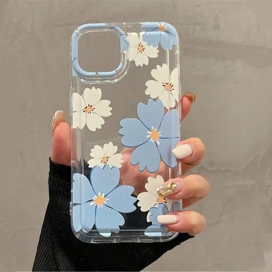 Imagem de Capa Transparente com Padrão Floral para iPhone 15/14/13/12/11 Pro Max