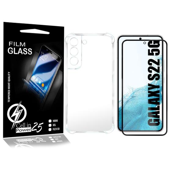 Imagem de Capa Transparente compativel Galaxy S22 S901 6.1 + 2 Pel Vidro 3d - Cell In Power25
