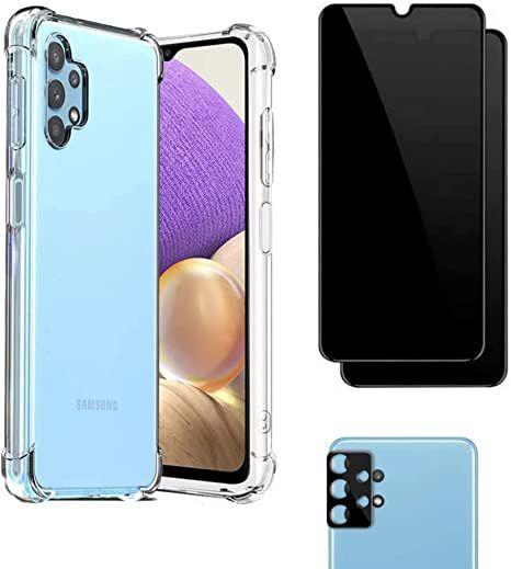 Imagem de Capa Transparente Para Samsung Galaxy A32 4G + Película Privacidade 3d Vidro + Película de Câmera