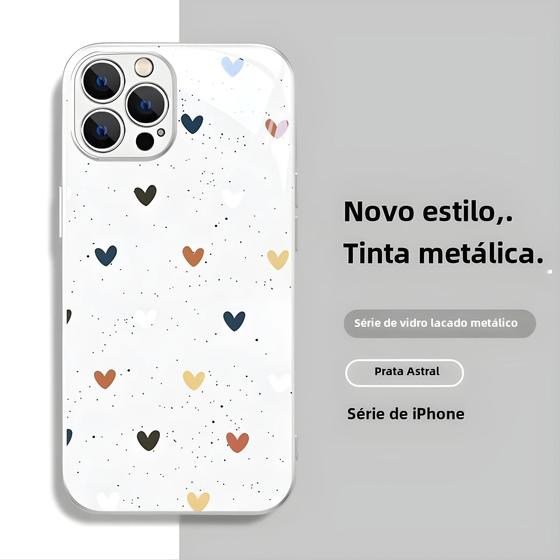 Imagem de Capa Traseira de Vidro Líquido para iPhone 14/13/12/11/15 Pro - Design Luxuoso