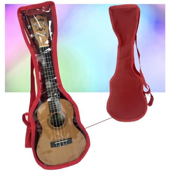 Imagem de Capa Ukulele Soprano 21 Polegadas JPG Cristal Vermelha Compatível Vários Modelos