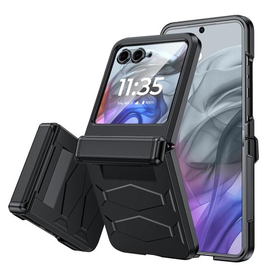 Imagem de Capa Vizvera para Motorola Razr 2024 - Preta com Tampa e Dobradiça