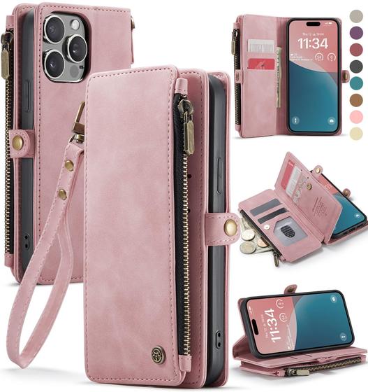 Imagem de Capa Wallet Defencase para iPhone 15 Pro - Cor Rosa