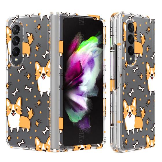 Imagem de Capa Warmson para Samsung Galaxy Z Fold 4, padrão Corgi Dog