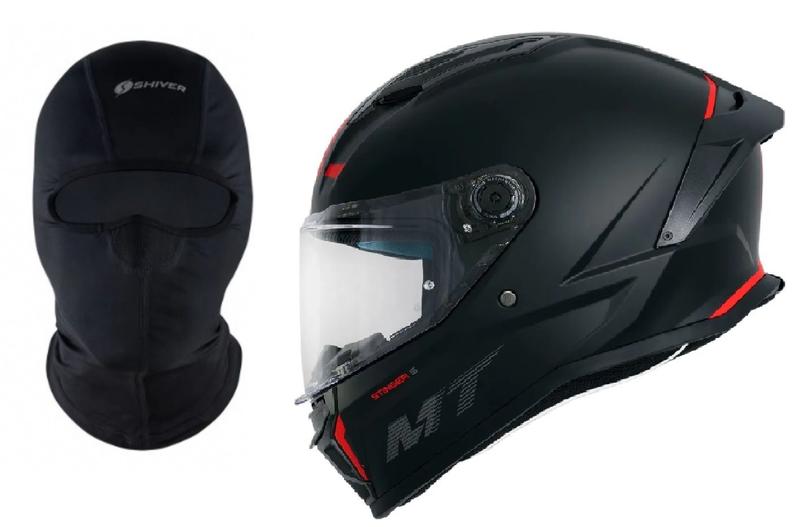 Imagem de Capacete 60 moto motoqueiro mt helmets stinger 2 solid a1 preto fosco + balaclava shiver