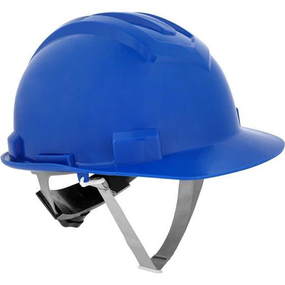 Imagem de Capacete aba frontal, azul escuro, com jugular e suspensão com catraca, VONDER PLUS