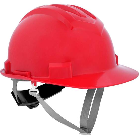 Imagem de Capacete aba frontal, vermelho, com jugular e suspensão com catraca, VONDER PLUS