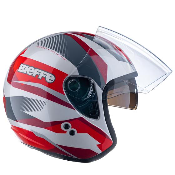 Imagem de Capacete Aberto Bieffe Allegro Vtr Vermelho Oculos Moto