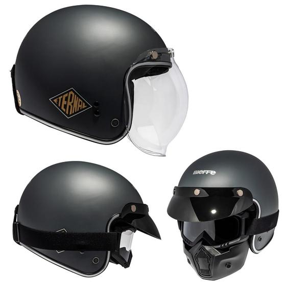 Imagem de Capacete Aberto Bieffe B45 Eternal Cinza Fosco Custom