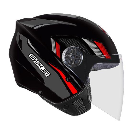 Imagem de Capacete Aberto Ebf Spark Jet Sting Preto e Chumbo Brilhante Moto Motoqueiro Motociclista