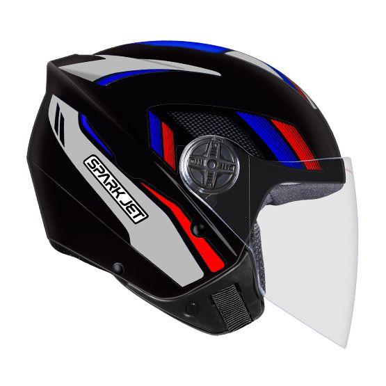 Imagem de Capacete Aberto Ebf Spark Jet Sting Preto e Prata Brilhante Moto Motoqueiro Motociclista