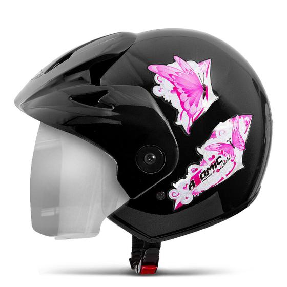 Imagem de Capacete Aberto Feminino Pro Tork Atomic Girls com Viseira Cromada Lindo