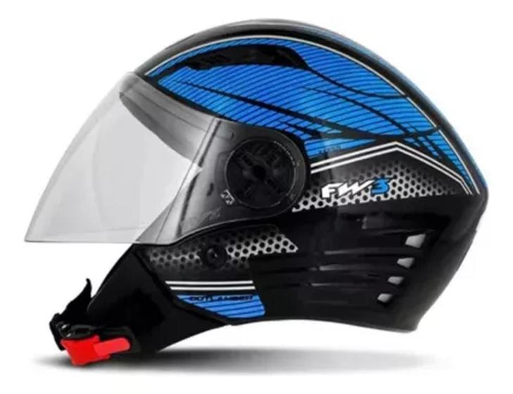 Imagem de Capacete Aberto Fw3 X Open Preto e Azul Tamanho 58