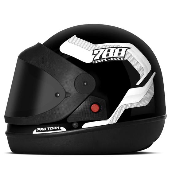Capacete Adulto Modelo Sport Moto 788 Automático Viseira Fumê Pro Tork Menor preço em Capacete Adulto Modelo Sport Moto 788 Automático Viseira Fumê Pro Tork